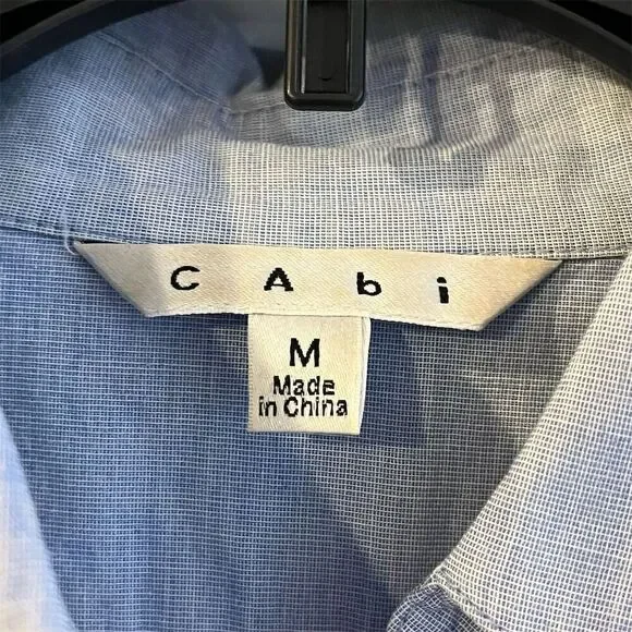 CAbi Women's M Blue Pintucked Button-Up Tunic Shirt Long Sleeve Casual - Picture 3 of 7